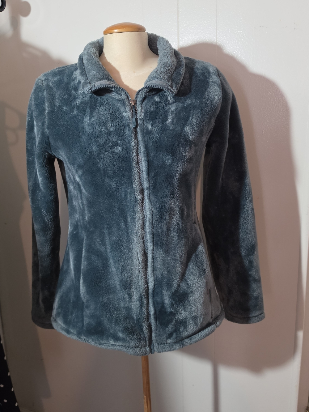 32 Degrees Teal Plush Zip-Front Teddy Jacket